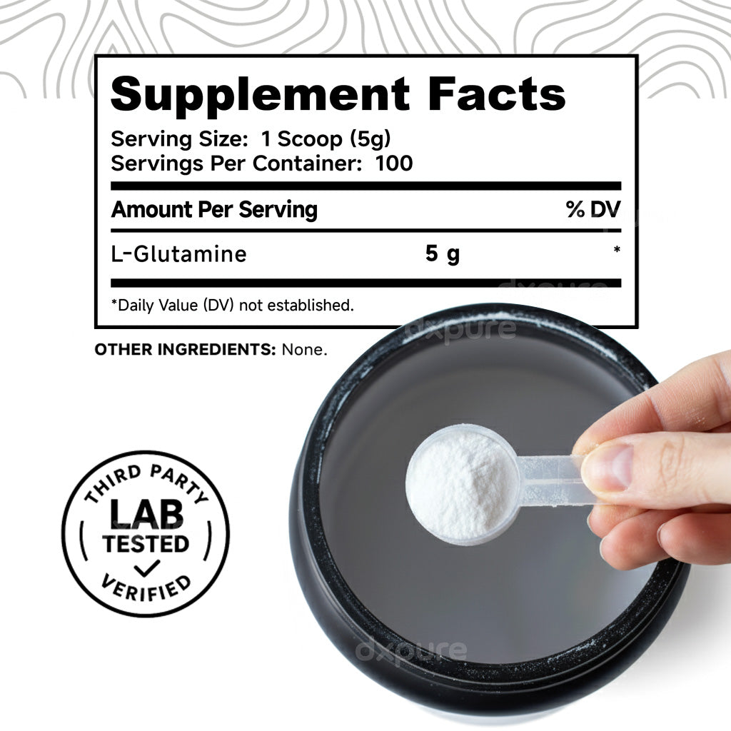 L-Glutamine Powder Workout Recovery 500G - 100 Servings - Unflavored