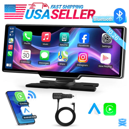 10.26" 2K Car Portable Wireless Apple CarPlay Android Auto Touch Screen Radio