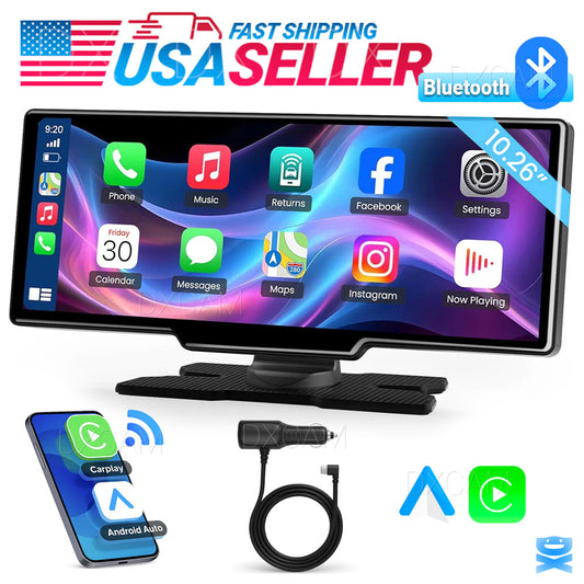 10.26" 2K Car Portable Wireless Apple CarPlay Android Auto Touch Screen Radio