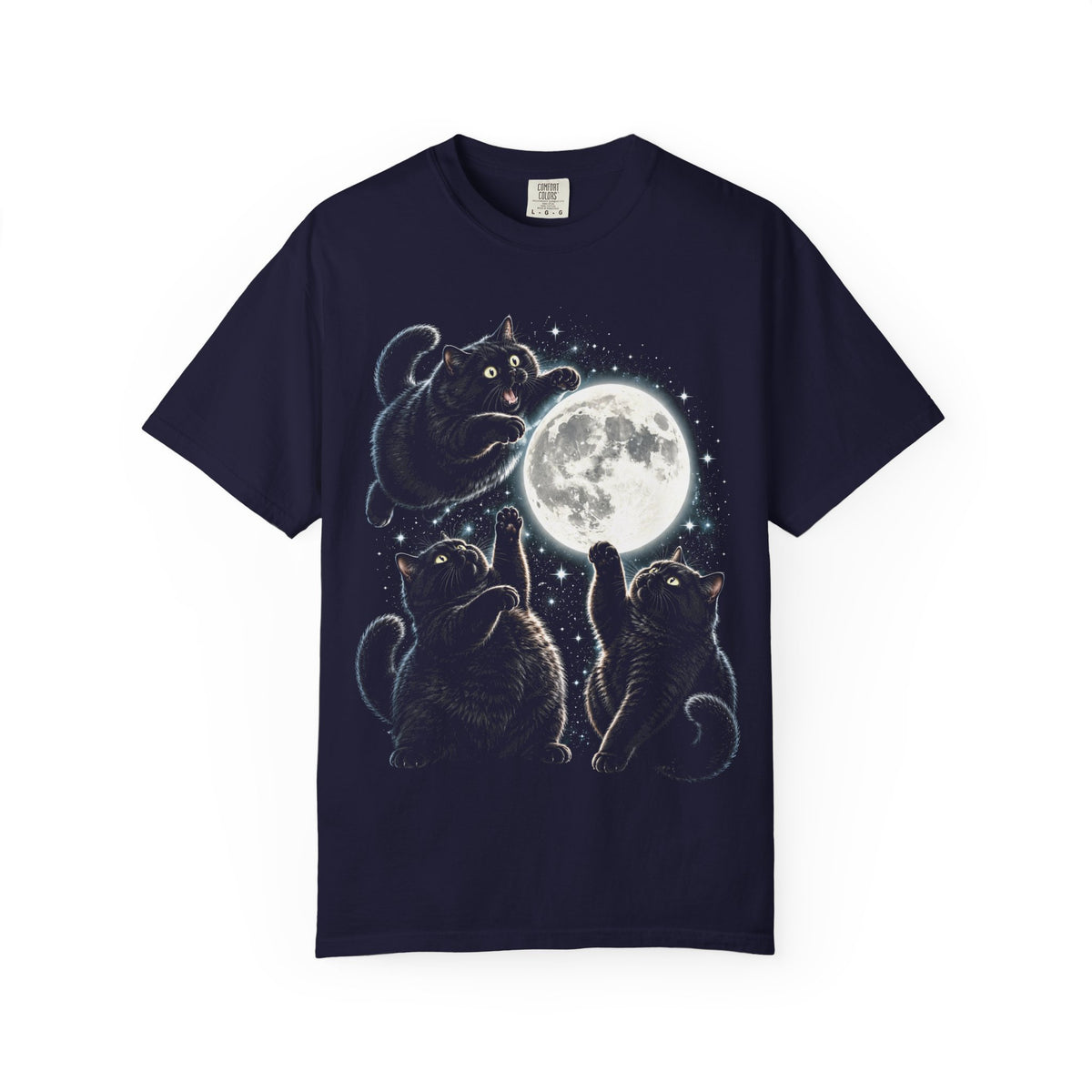 Fat Black Cat Moon T Shirt (Comfort Colors®) Celestial Cat Lover Graphic Tee Gothic Kitty Unisex Shirt Tshirt