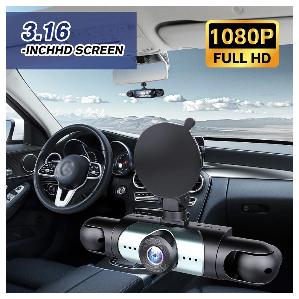 4-Channel Dashcam 360° 1080P HD Car Dash Cam Front Rear Inside Left Right
