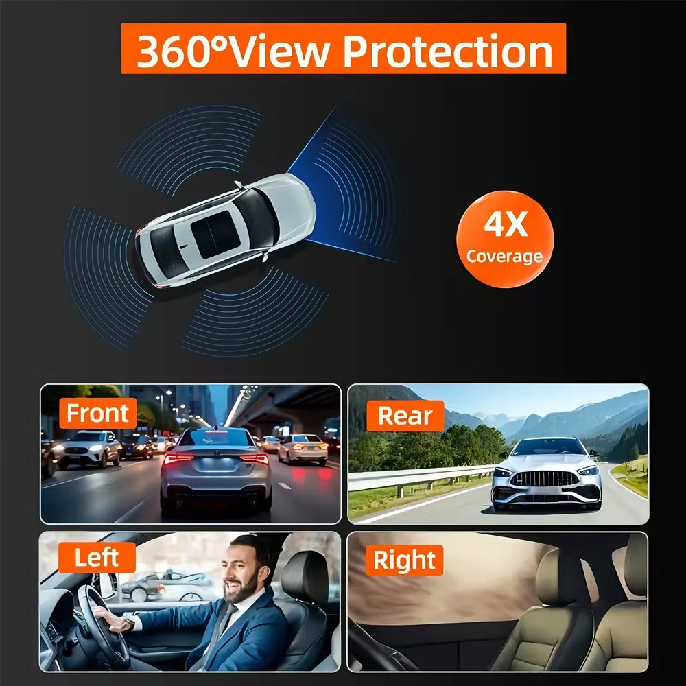 4-Channel Dashcam 360° 1080P HD Car Dash Cam Front Rear Inside Left Right