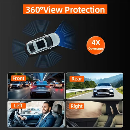 4-Channel Dashcam 360° 1080P HD Car Dash Cam Front Rear Inside Left Right