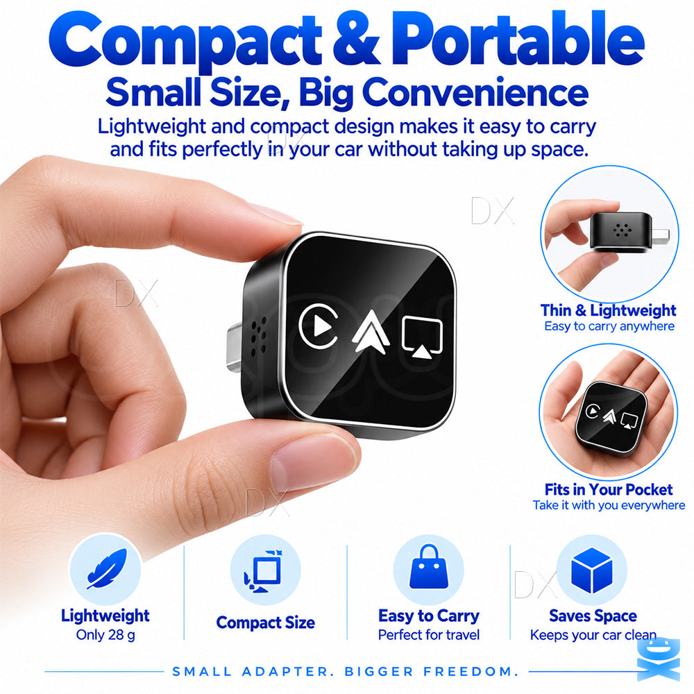 4-in-1 Wireless CarPlay Adapter Android Auto AirPlay Mirror Link USB Plug & Play