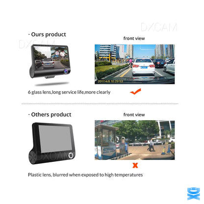 Dual Lens 4-Inch Screen Dash Cam HD 1080P Car DVR Rearview Video Recorder Camera
