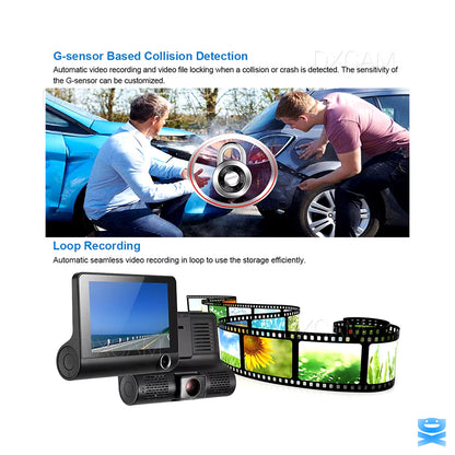 Dual Lens 4-Inch Screen Dash Cam HD 1080P Car DVR Rearview Video Recorder Camera