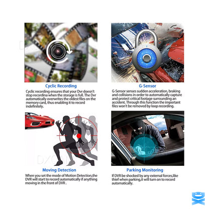 Dual Lens 4-Inch Screen Dash Cam HD 1080P Car DVR Rearview Video Recorder Camera