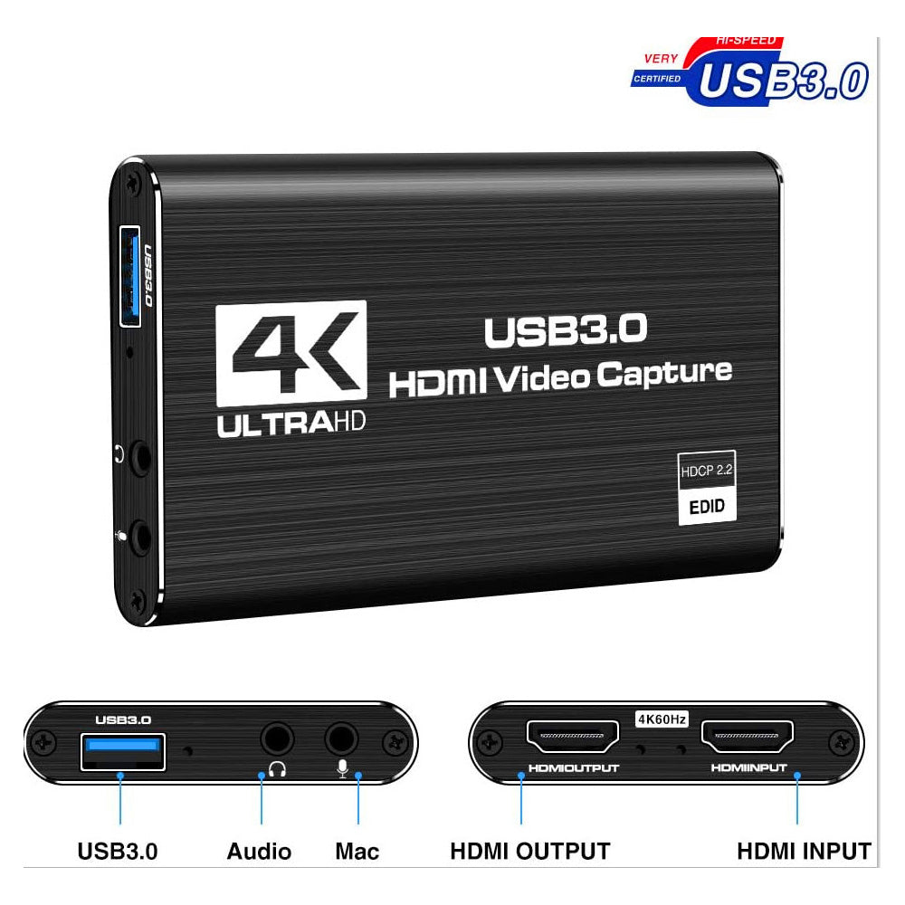 4K Capture Card Audio Video USB 3.0 HDMI Video Capture Device Full HD Recording