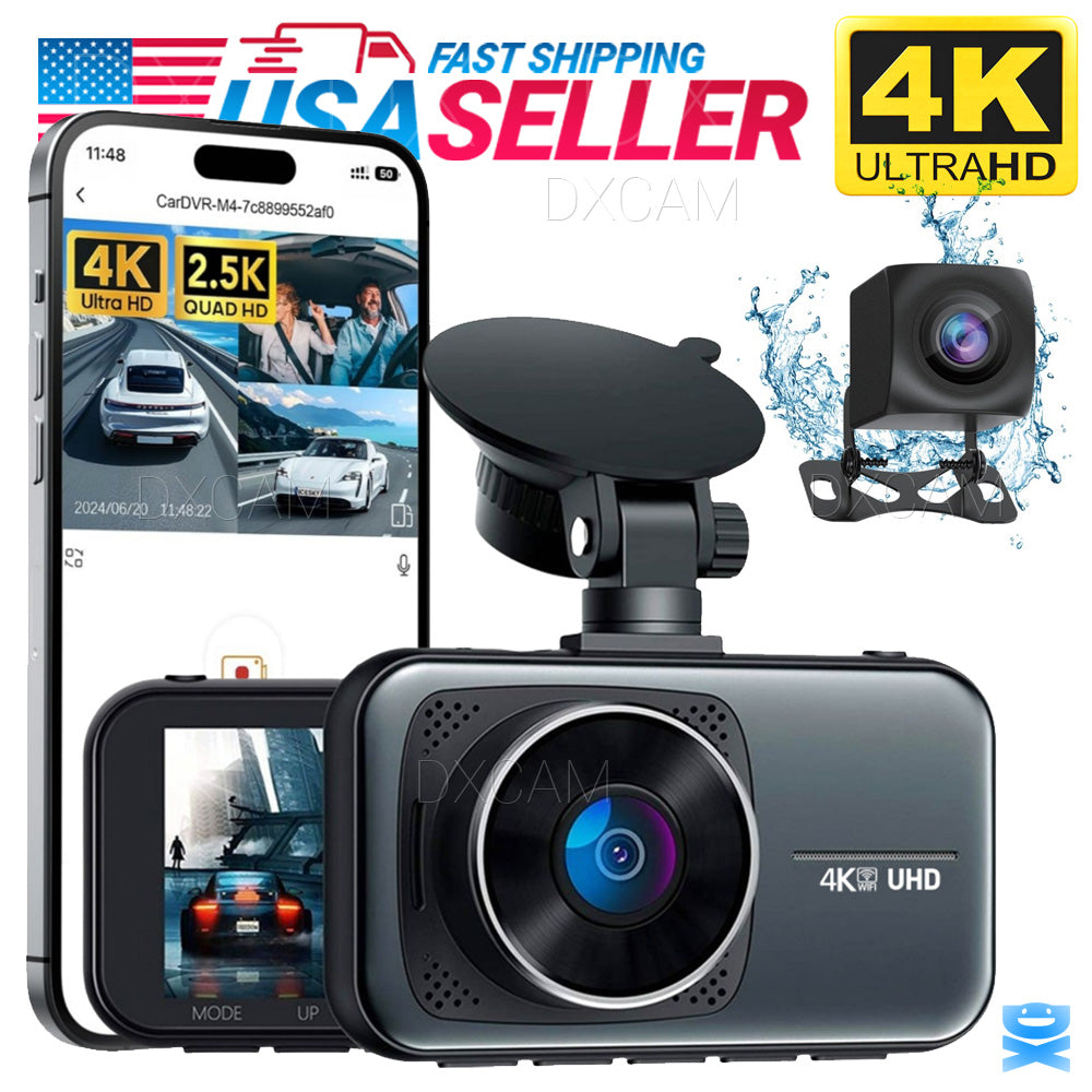 4K Dash Cam Wifi UHD 2160p Front Rear Dual Camera DVR Car Recorder HD Video