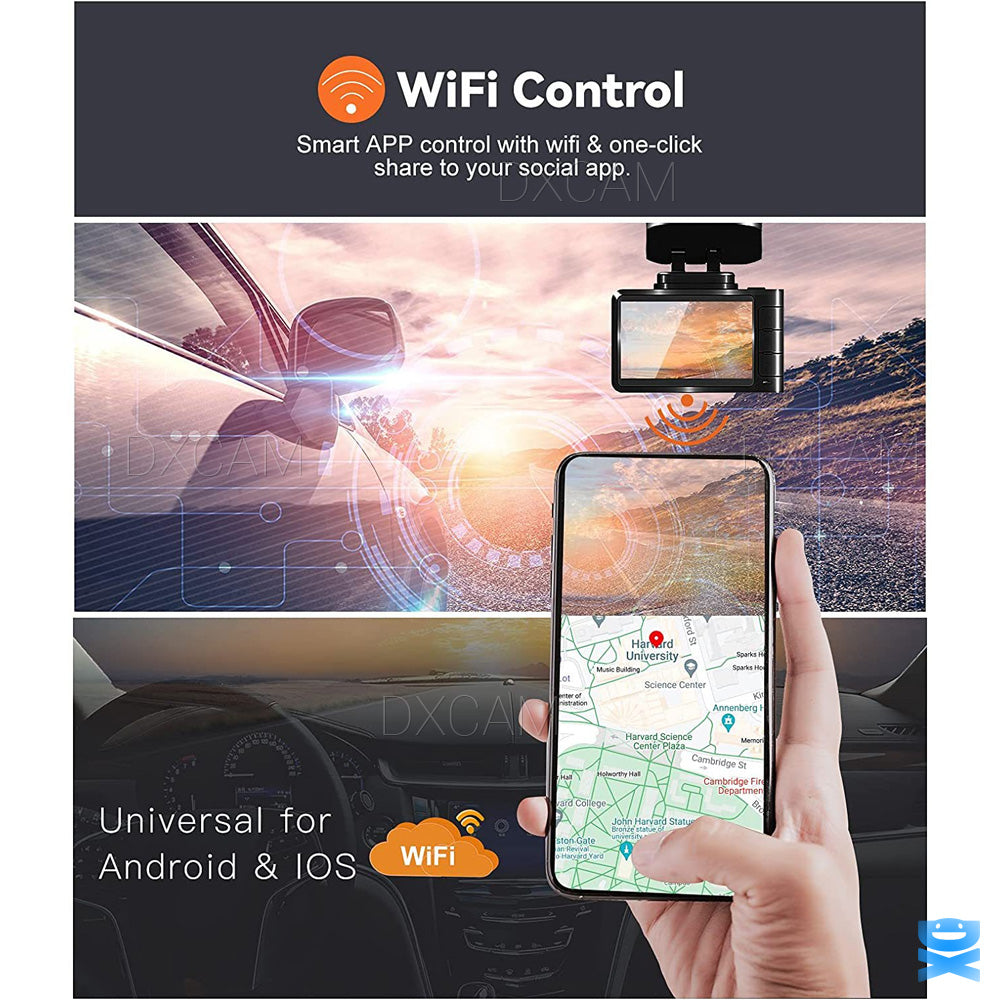 4K Dash Cam Wifi UHD 2160p Front Rear Dual Camera DVR Car Recorder HD Video