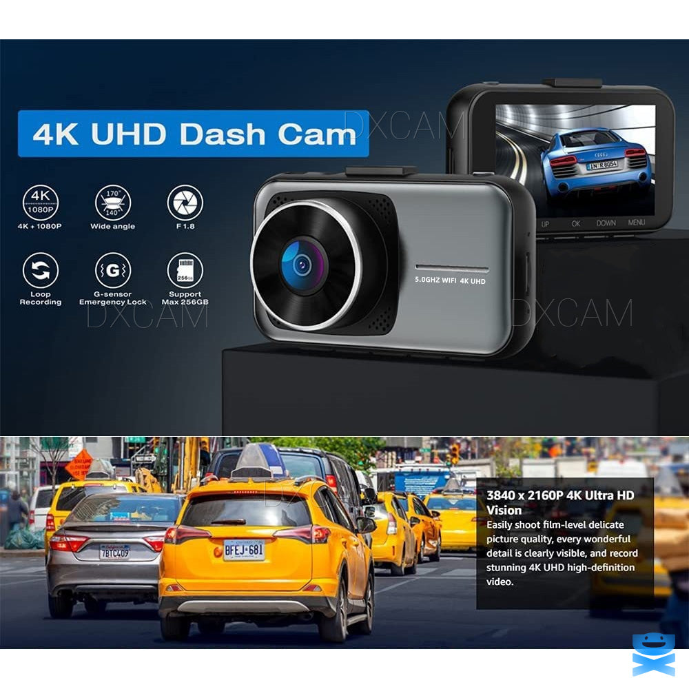 4K Dash Cam Wifi UHD 2160p Front Rear Dual Camera DVR Car Recorder HD Video