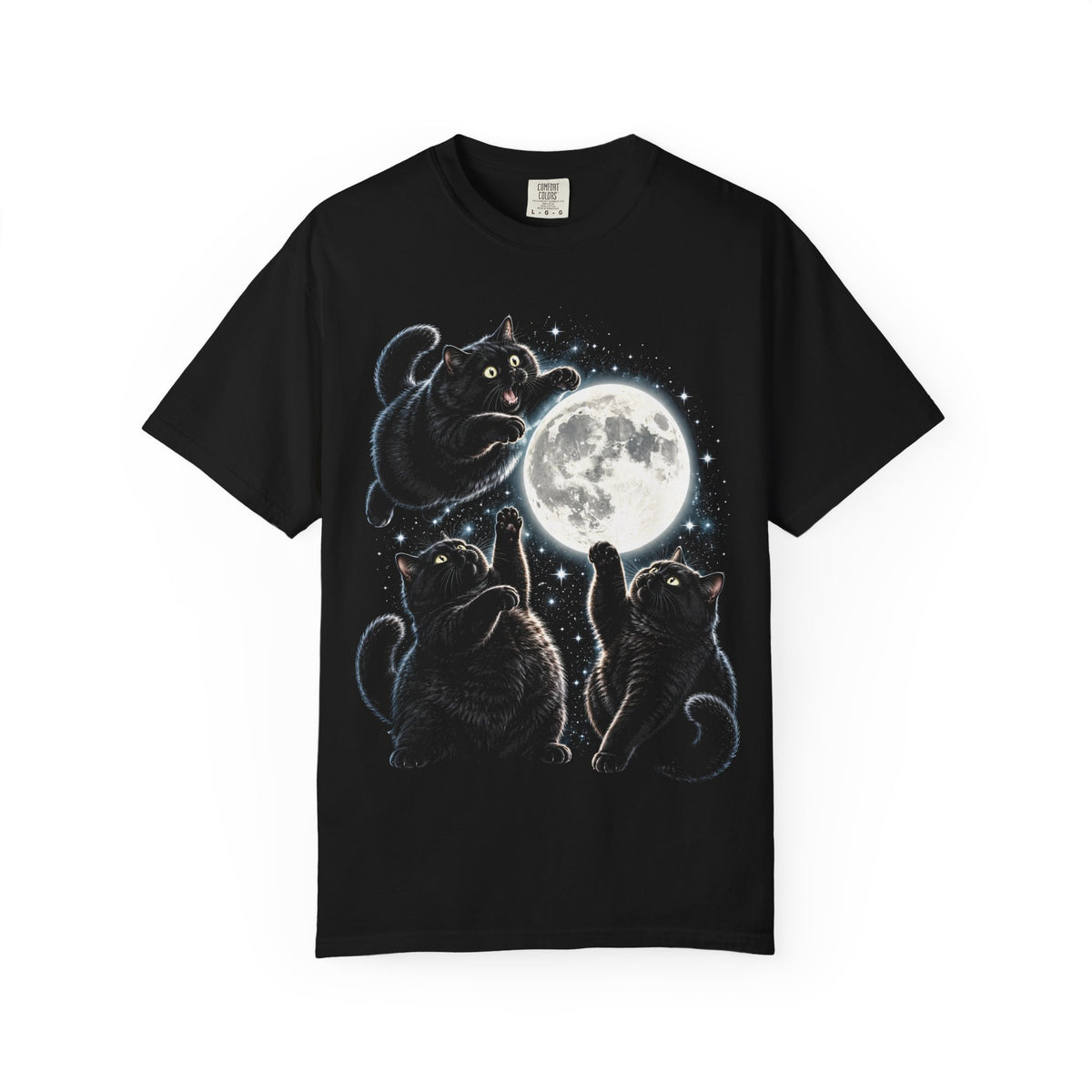 Fat Black Cat Moon T Shirt (Comfort Colors®) Celestial Cat Lover Graphic Tee Gothic Kitty Unisex Shirt Tshirt