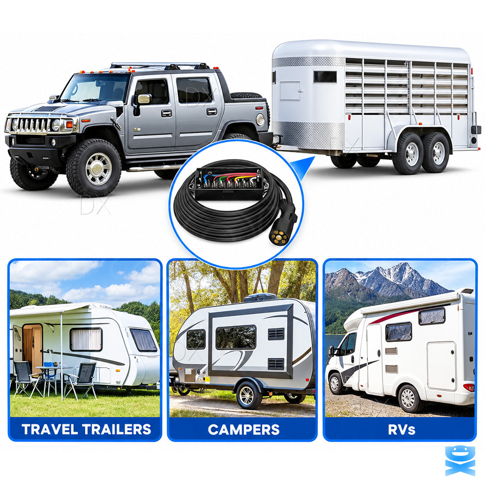 7-Way Trailer Plug 7 Pin Trailer Weatherproof Trailer Wiring Harness Connector