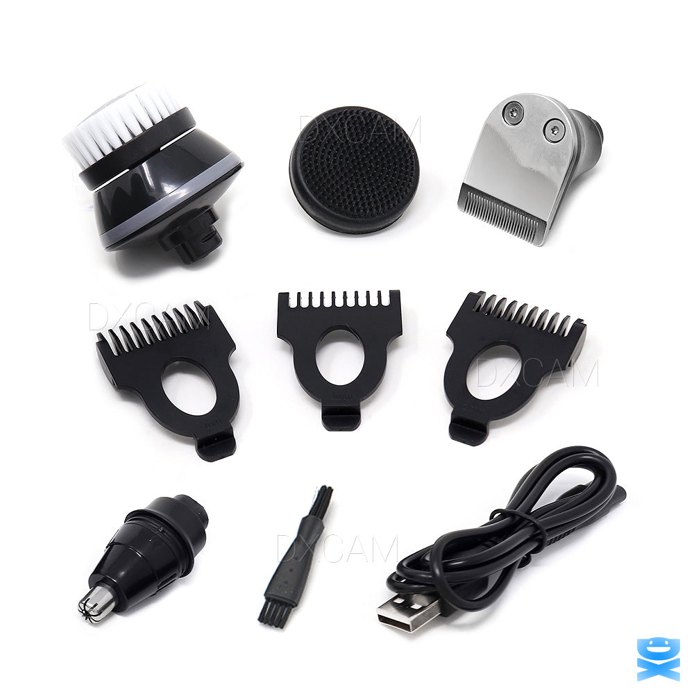 9D 5in1 Rotary Electric Shaver Cordless Hair Trimmer Bald Head Razor Men Wet Dry