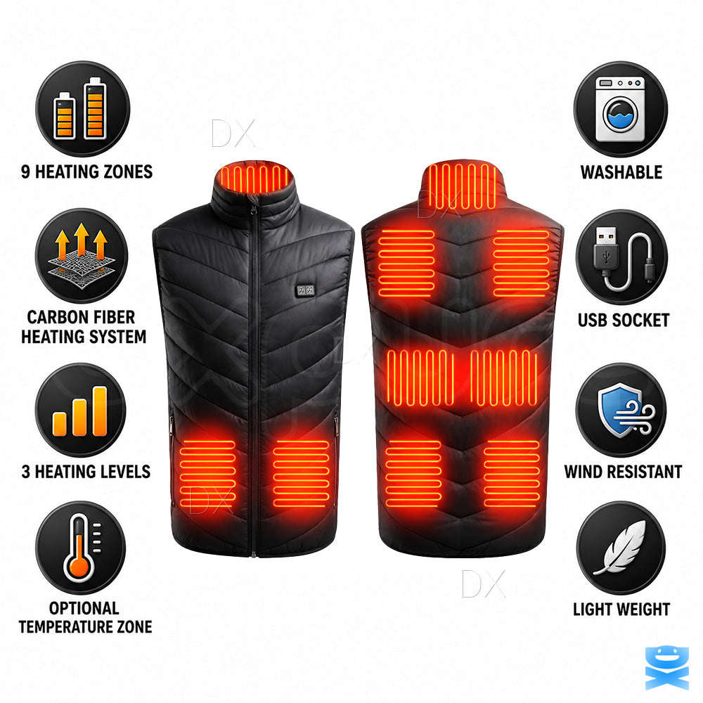 Heated Vest 9 Heating Zones With 10000mAh Battery Pack Electric Heating Vest US