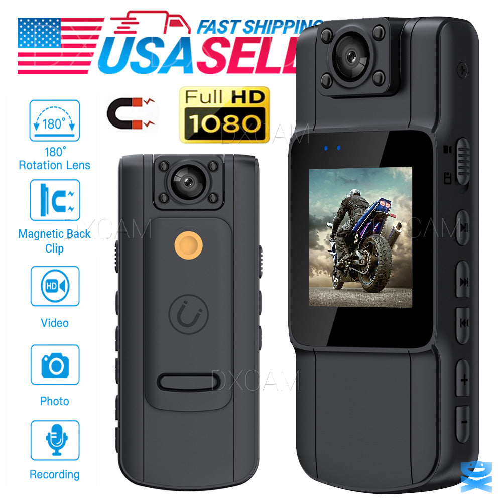 Body Camera HD 1080P 20 Hour Camcorder Mini 180° Video DVR IR Night Cam
