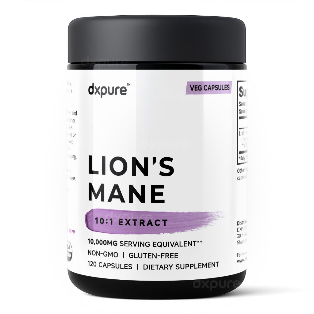 Lions Mane Mushroom Supplement - 10,000mg Equivalent - 120 Capsules