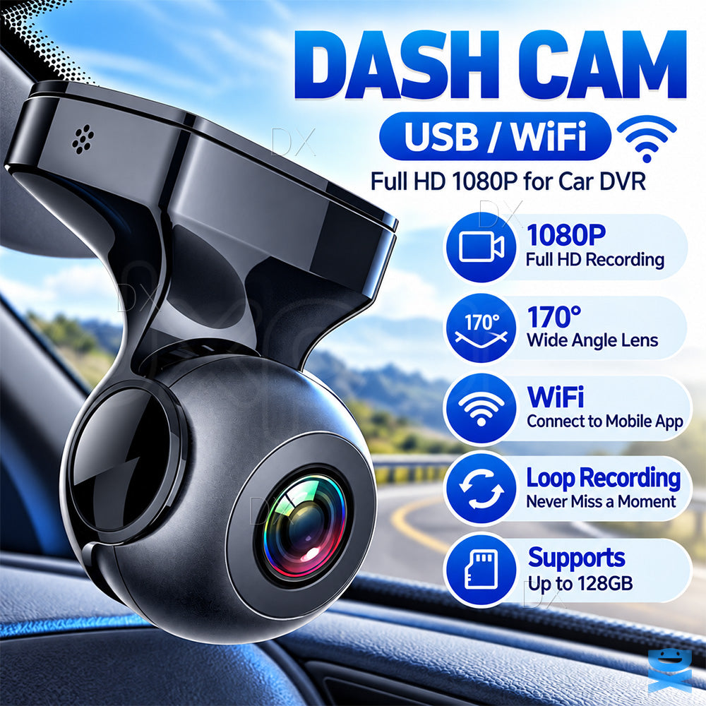 Dash Cam 170° Wifi Recorder Car Camera HD 1080P Car DVR Vehicle Video G-Sensor