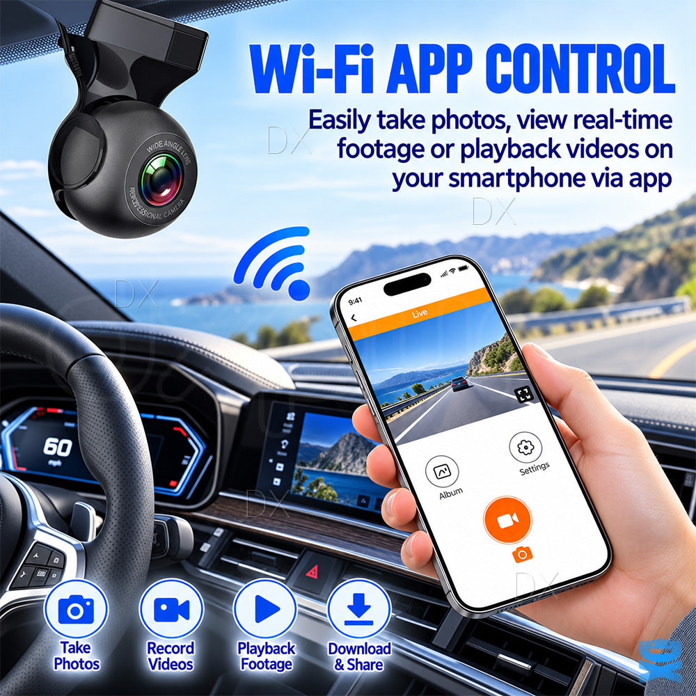 Dash Cam 170° Wifi Recorder Car Camera HD 1080P Car DVR Vehicle Video G-Sensor
