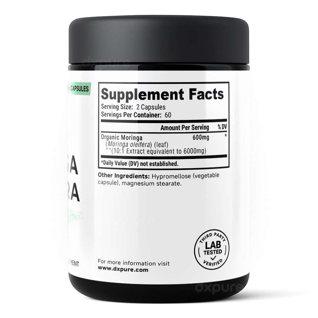 Moringa Oleifera Leaf Powder Supplement - 6000mg - 120 Capsules