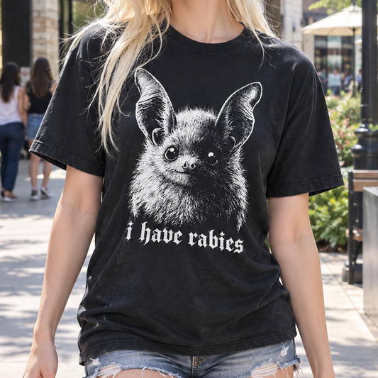 I Have Rabies Bat T-Shirt (Comfort Colors®) Rabies Bat Graphic TShirt Vintage Y2k Tee Unhinged Meme Weird Dark Humor