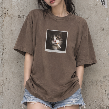 Smoke Cat T-shirt (Comfort Colors®) Funny Animal Meme Tee Cat Shirt Unisex Graphic Cat Photo