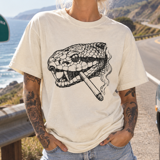 Snake Smoke T-Shirt (Comfort Colors®) Vintage 90s Shirt Retro Funny Reptile Tshirt Gothic Nature Animal Tee