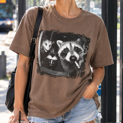 Trash Panda Night Crew T-Shirt (Comfort Colors®) Funny Raccoon Opossum Skunk Tee Critter Humor Possum Tshirt