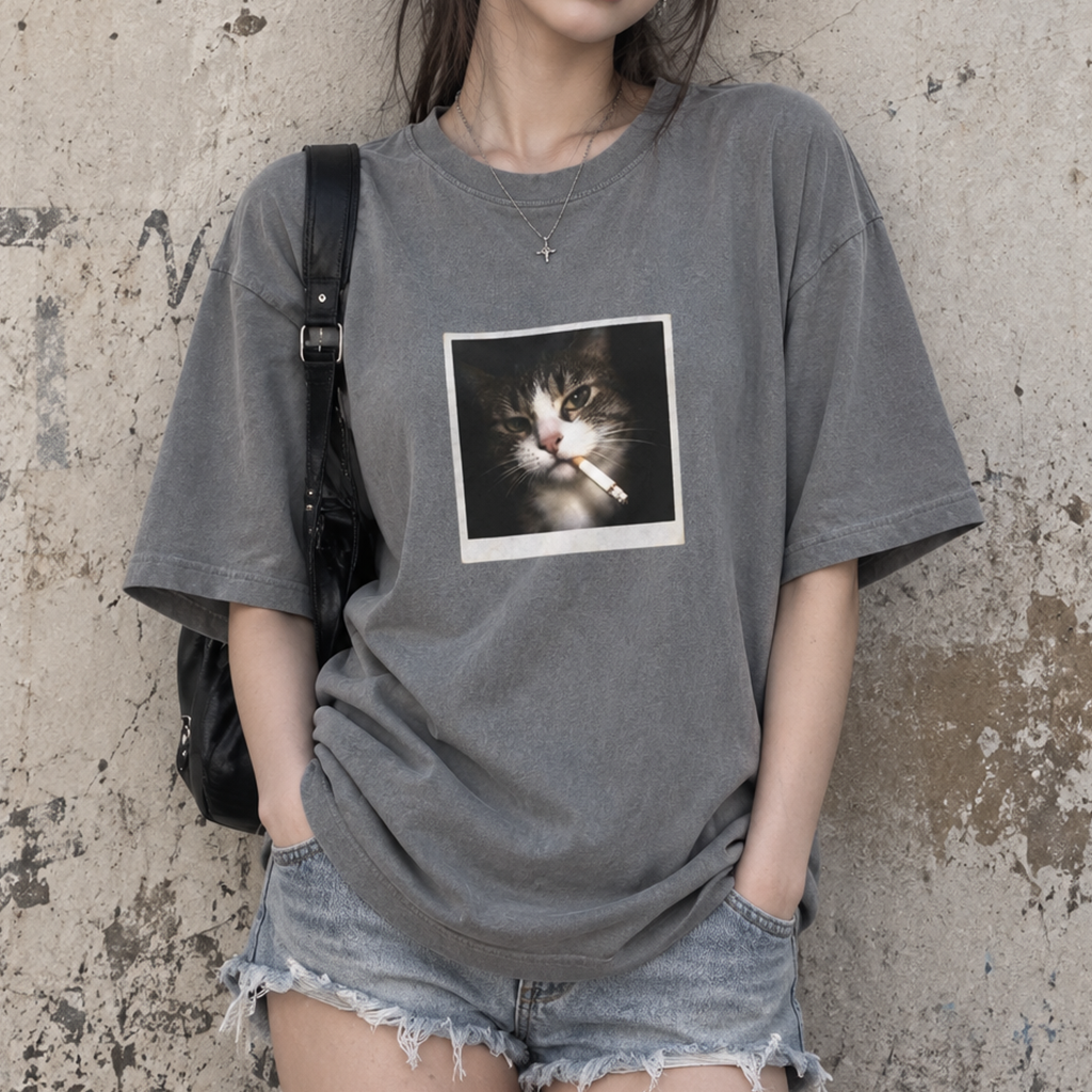 Smoke Cat T-shirt (Comfort Colors®) Funny Animal Meme Tee Cat Shirt Unisex Graphic Cat Photo
