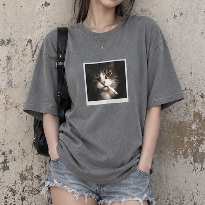 Smoke Cat T-shirt (Comfort Colors®) Funny Animal Meme Tee Cat Shirt Unisex Graphic Cat Photo