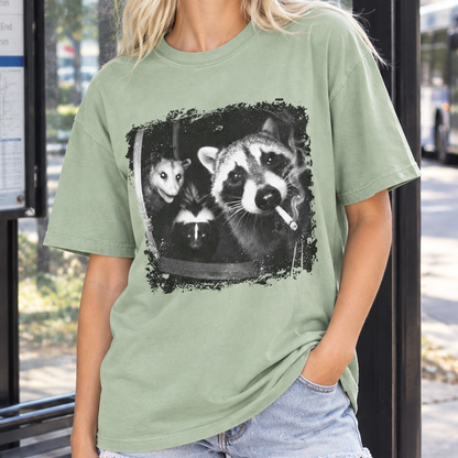 Trash Panda Night Crew T-Shirt (Comfort Colors®) Funny Raccoon Opossum Skunk Tee Critter Humor Possum Tshirt