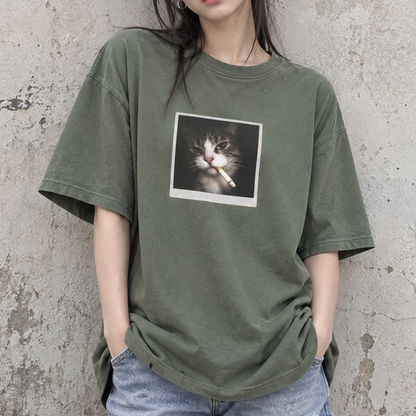 Smoke Cat T-shirt (Comfort Colors®) Funny Animal Meme Tee Cat Shirt Unisex Graphic Cat Photo