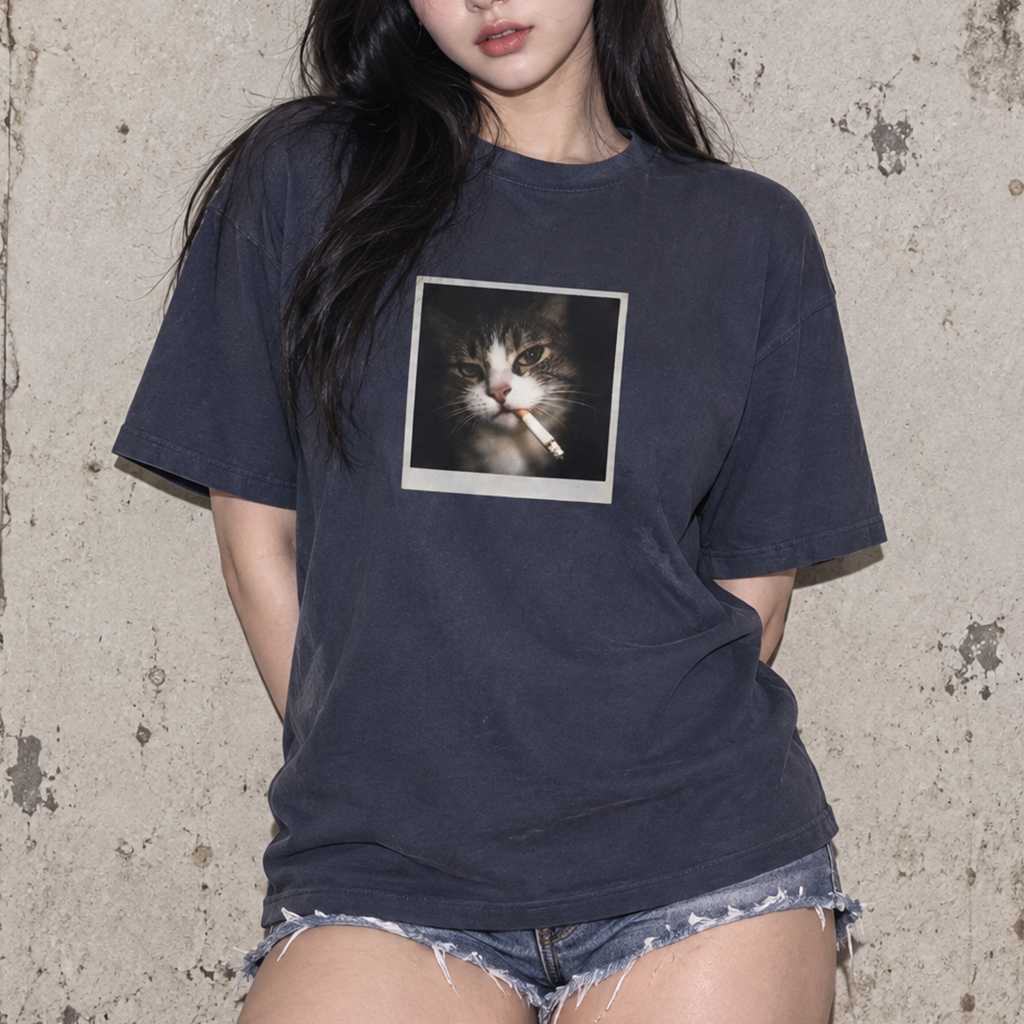 Smoke Cat T-shirt (Comfort Colors®) Funny Animal Meme Tee Cat Shirt Unisex Graphic Cat Photo