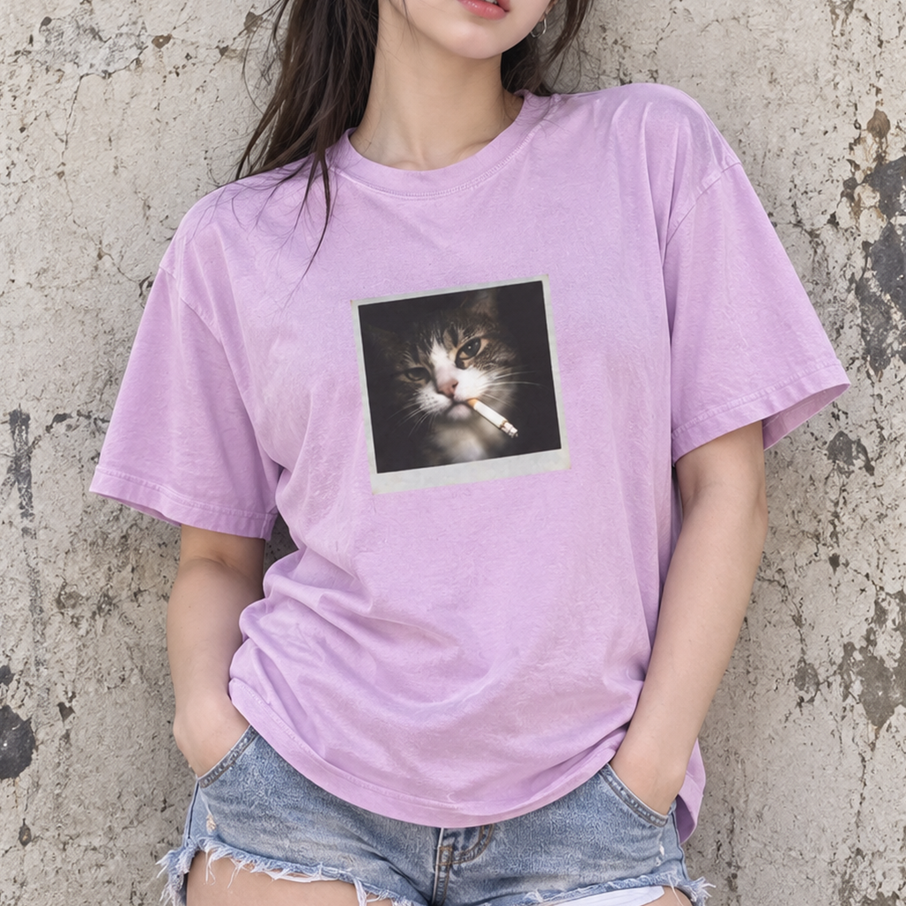 Smoke Cat T-shirt (Comfort Colors®) Funny Animal Meme Tee Cat Shirt Unisex Graphic Cat Photo