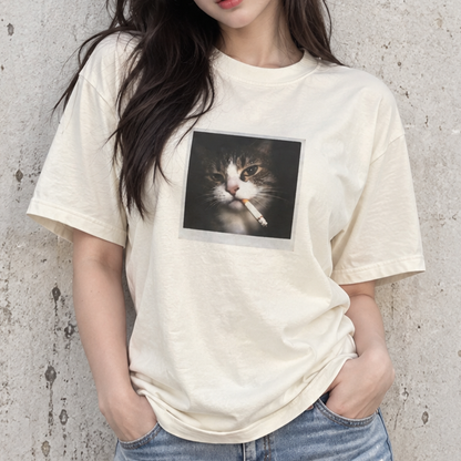Smoke Cat T-shirt (Comfort Colors®) Funny Animal Meme Tee Cat Shirt Unisex Graphic Cat Photo