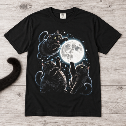 Fat Black Cat Moon T Shirt (Comfort Colors®) Celestial Cat Lover Graphic Tee Gothic Kitty Unisex Shirt Tshirt