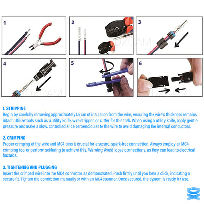 10/20/50/100/200 Pairs Solar Cable Connectors Male Female DIY For Solar Panel US