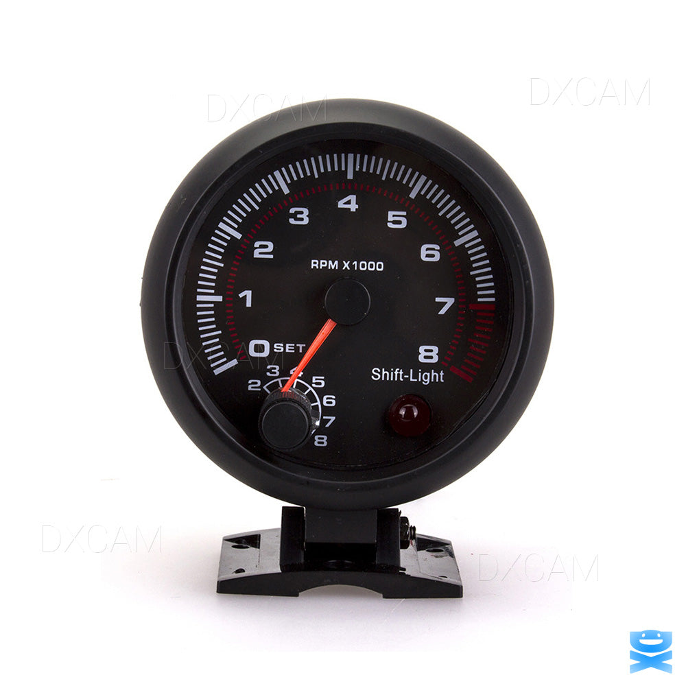 3.75" 12V Car Tachometer Gauge Meter 0-8000 RPM With LED Shift Light Universal