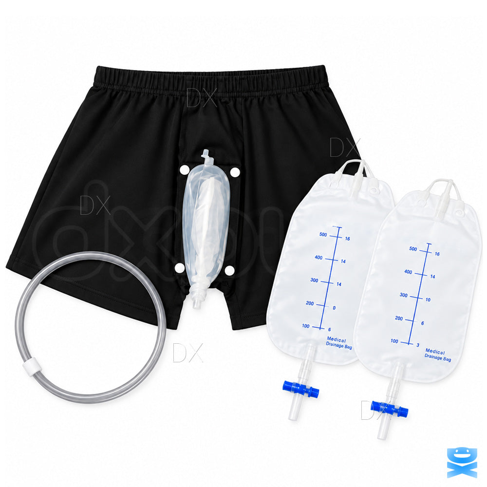 Male Urinal Pants Wearable Incontinence Leg Bag Silicone Urine Funnel Collector