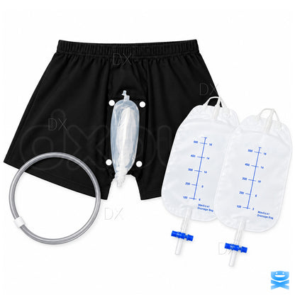 Male Urinal Pants Wearable Incontinence Leg Bag Silicone Urine Funnel Collector