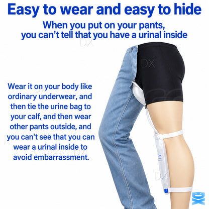 Male Urinal Pants Wearable Incontinence Leg Bag Silicone Urine Funnel Collector