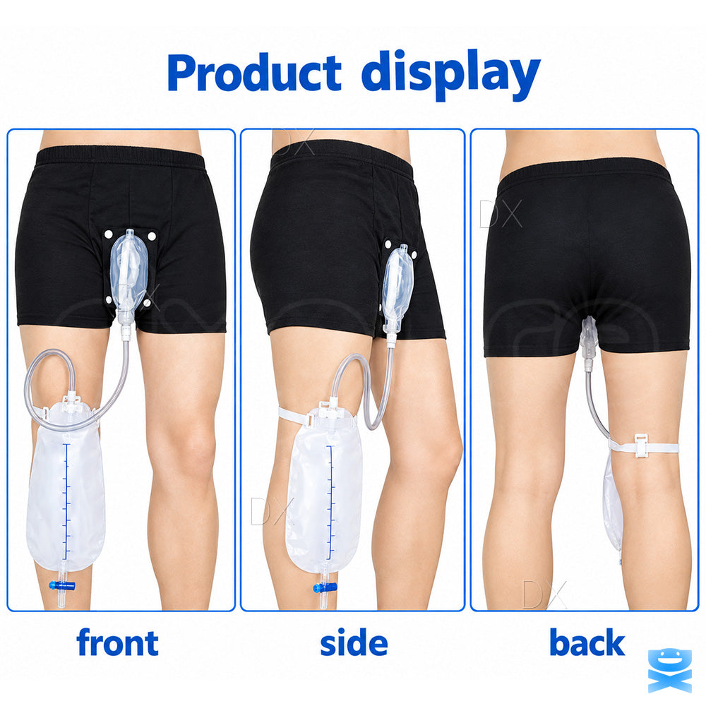 Male Urinal Pants Wearable Incontinence Leg Bag Silicone Urine Funnel Collector