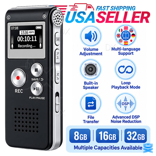Voice Recorder Digital Dictaphone MP3 WAV Audio Recorder USB MP3 Player Lecture
