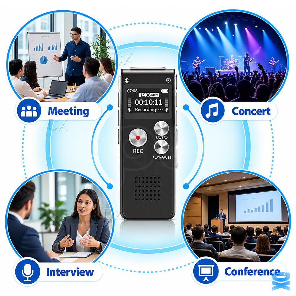 Voice Recorder Digital Dictaphone MP3 WAV Audio Recorder USB MP3 Player Lecture