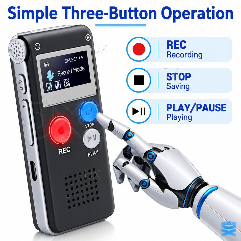 Voice Recorder Digital Dictaphone MP3 WAV Audio Recorder USB MP3 Player Lecture