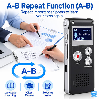 Voice Recorder Digital Dictaphone MP3 WAV Audio Recorder USB MP3 Player Lecture