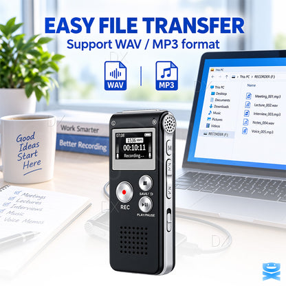 Voice Recorder Digital Dictaphone MP3 WAV Audio Recorder USB MP3 Player Lecture
